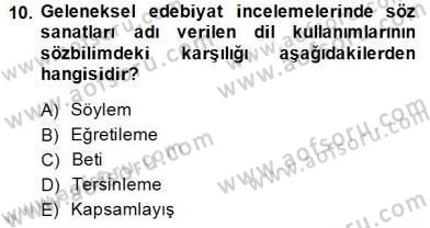 Eleştiri Kuramları Dersi 2014 - 2015 Yılı (Vize) Ara Sınav Soruları 10. Soru