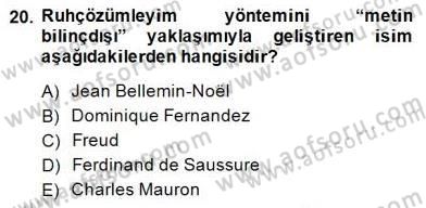 Eleştiri Kuramları Dersi 2014 - 2015 Yılı (Vize) Ara Sınav Soruları 20. Soru
