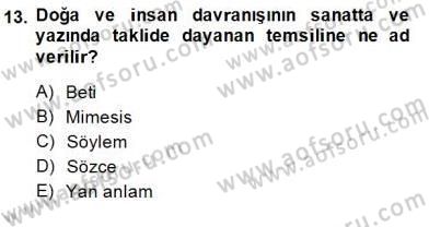 Eleştiri Kuramları Dersi 2014 - 2015 Yılı (Final) Dönem Sonu Sınav Soruları 13. Soru