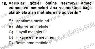 Eleştiri Kuramları Dersi 2014 - 2015 Yılı (Final) Dönem Sonu Sınav Soruları 18. Soru