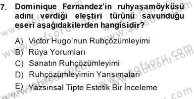 Eleştiri Kuramları Dersi 2014 - 2015 Yılı (Final) Dönem Sonu Sınav Soruları 7. Soru