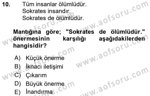 Eleştiri Kuramları Dersi 2015 - 2016 Yılı (Vize) Ara Sınav Soruları 10. Soru