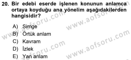 Eleştiri Kuramları Dersi 2015 - 2016 Yılı (Vize) Ara Sınav Soruları 20. Soru