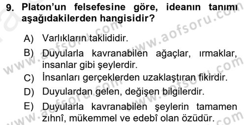 Eleştiri Kuramları Dersi 2015 - 2016 Yılı (Vize) Ara Sınav Soruları 9. Soru