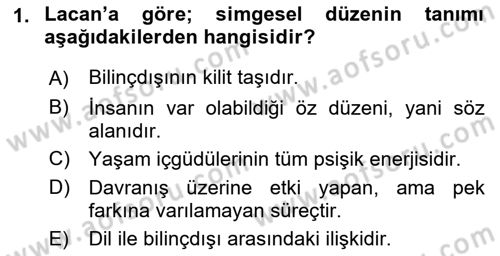 Eleştiri Kuramları Dersi 2015 - 2016 Yılı (Final) Dönem Sonu Sınav Soruları 1. Soru