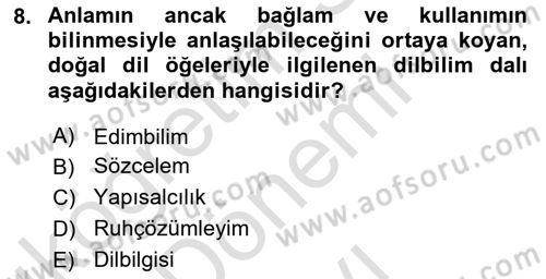 Eleştiri Kuramları Dersi 2015 - 2016 Yılı (Final) Dönem Sonu Sınav Soruları 8. Soru