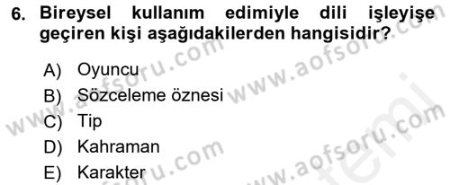 Eleştiri Kuramları Dersi 2015 - 2016 Yılı Tek Ders Sınav Soruları 6. Soru