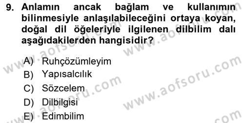 Eleştiri Kuramları Dersi 2015 - 2016 Yılı Tek Ders Sınav Soruları 9. Soru