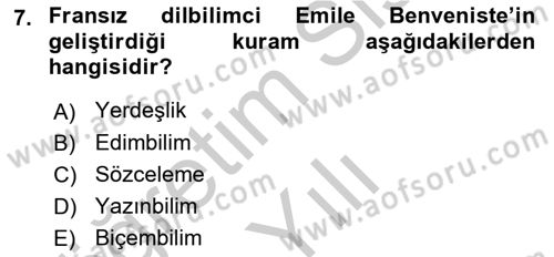 Eleştiri Kuramları Dersi 2016 - 2017 Yılı 3 Ders Sınav Soruları 7. Soru