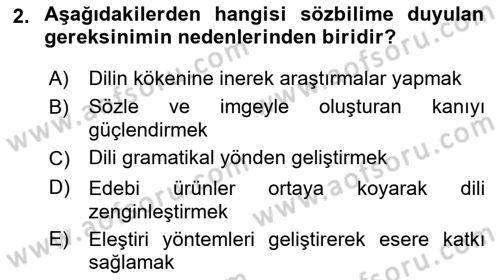 Eleştiri Kuramları Dersi 2016 - 2017 Yılı (Vize) Ara Sınav Soruları 2. Soru
