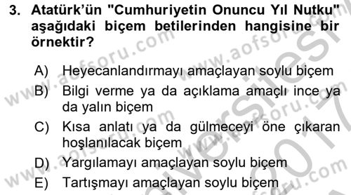 Eleştiri Kuramları Dersi 2016 - 2017 Yılı (Vize) Ara Sınav Soruları 3. Soru