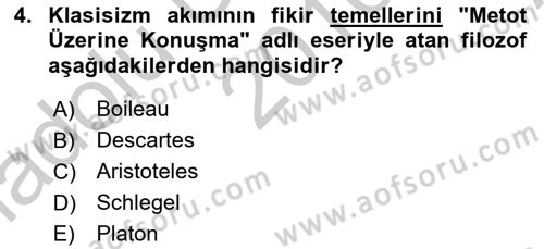 Eleştiri Kuramları Dersi 2016 - 2017 Yılı (Vize) Ara Sınav Soruları 4. Soru