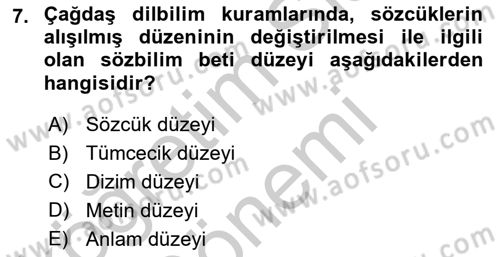 Eleştiri Kuramları Dersi 2016 - 2017 Yılı (Vize) Ara Sınav Soruları 7. Soru