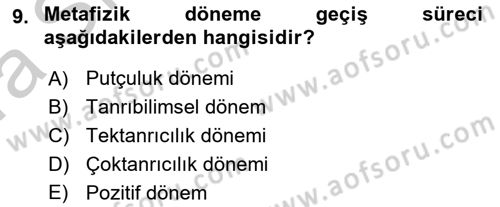 Eleştiri Kuramları Dersi 2016 - 2017 Yılı (Vize) Ara Sınav Soruları 9. Soru