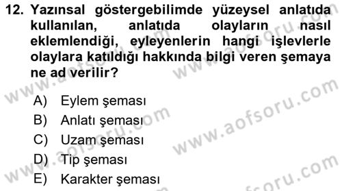 Eleştiri Kuramları Dersi 2016 - 2017 Yılı (Final) Dönem Sonu Sınav Soruları 12. Soru