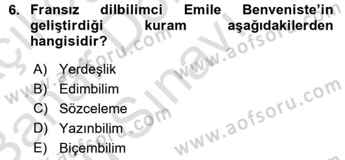 Eleştiri Kuramları Dersi 2016 - 2017 Yılı (Final) Dönem Sonu Sınav Soruları 6. Soru