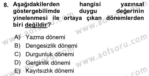 Eleştiri Kuramları Dersi 2016 - 2017 Yılı (Final) Dönem Sonu Sınav Soruları 8. Soru