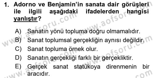 Eleştiri Kuramları Dersi 2017 - 2018 Yılı 3 Ders Sınav Soruları 1. Soru