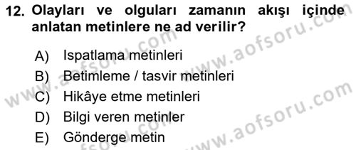 Eleştiri Kuramları Dersi 2017 - 2018 Yılı 3 Ders Sınav Soruları 12. Soru