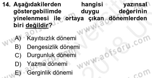 Eleştiri Kuramları Dersi 2017 - 2018 Yılı 3 Ders Sınav Soruları 14. Soru