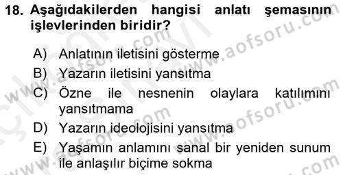 Eleştiri Kuramları Dersi 2017 - 2018 Yılı 3 Ders Sınav Soruları 18. Soru