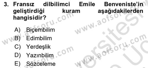 Eleştiri Kuramları Dersi 2018 - 2019 Yılı 3 Ders Sınav Soruları 3. Soru