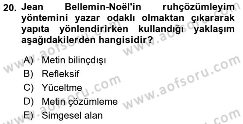 Eleştiri Kuramları Dersi 2018 - 2019 Yılı (Vize) Ara Sınav Soruları 20. Soru