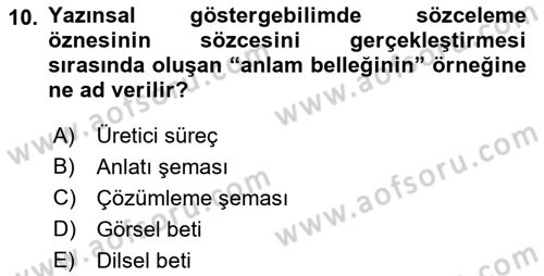 Eleştiri Kuramları Dersi 2018 - 2019 Yılı (Final) Dönem Sonu Sınav Soruları 10. Soru