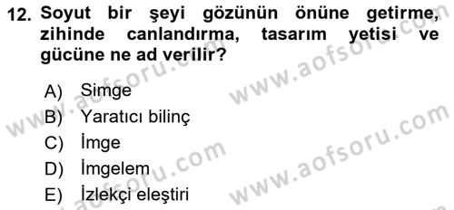 Eleştiri Kuramları Dersi 2018 - 2019 Yılı Yaz Okulu Sınav Soruları 12. Soru