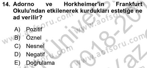 Eleştiri Kuramları Dersi 2018 - 2019 Yılı Yaz Okulu Sınav Soruları 14. Soru