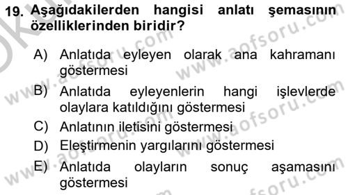 Eleştiri Kuramları Dersi 2018 - 2019 Yılı Yaz Okulu Sınav Soruları 19. Soru