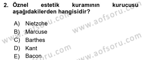 Eleştiri Kuramları Dersi 2018 - 2019 Yılı Yaz Okulu Sınav Soruları 2. Soru