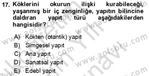 Eleştiri Kuramları Dersi 2021 - 2022 Yılı (Vize) Ara Sınav Soruları 17. Soru