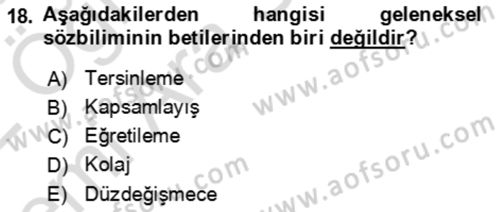 Eleştiri Kuramları Dersi 2021 - 2022 Yılı (Vize) Ara Sınav Soruları 18. Soru