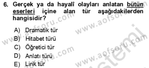 Eleştiri Kuramları Dersi 2021 - 2022 Yılı (Vize) Ara Sınav Soruları 6. Soru