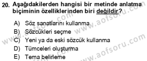 Eleştiri Kuramları Dersi 2021 - 2022 Yılı (Final) Dönem Sonu Sınav Soruları 20. Soru