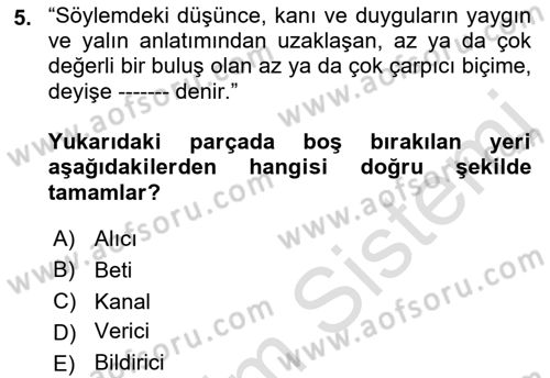 Eleştiri Kuramları Dersi 2022 - 2023 Yılı Yaz Okulu Sınav Soruları 5. Soru