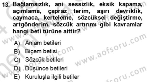 Eleştiri Kuramları Dersi 2023 - 2024 Yılı (Vize) Ara Sınav Soruları 13. Soru