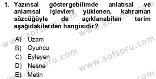 Eleştiri Kuramları Dersi 2023 - 2024 Yılı (Final) Dönem Sonu Sınav Soruları 1. Soru