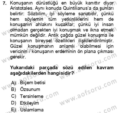 Eleştiri Kuramları Dersi 2023 - 2024 Yılı (Final) Dönem Sonu Sınav Soruları 7. Soru