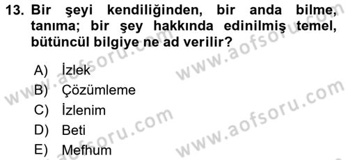 Eleştiri Kuramları Dersi 2024 - 2025 Yılı (Vize) Ara Sınav Soruları 13. Soru