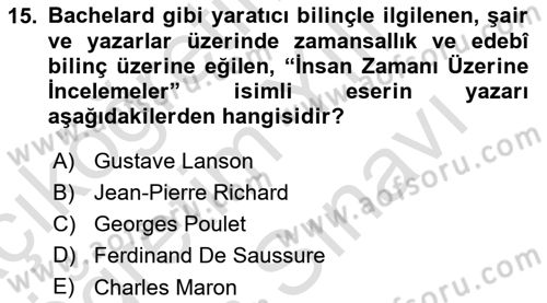 Eleştiri Kuramları Dersi 2024 - 2025 Yılı (Vize) Ara Sınav Soruları 15. Soru