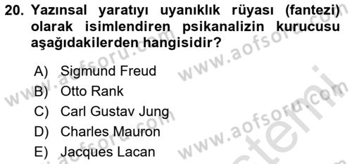 Eleştiri Kuramları Dersi 2024 - 2025 Yılı (Vize) Ara Sınav Soruları 20. Soru
