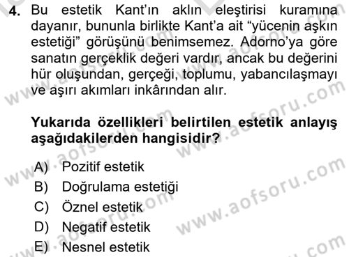 Eleştiri Kuramları Dersi 2024 - 2025 Yılı (Vize) Ara Sınav Soruları 4. Soru