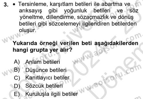 Eleştiri Kuramları Dersi 2024 - 2025 Yılı (Final) Dönem Sonu Sınav Soruları 3. Soru