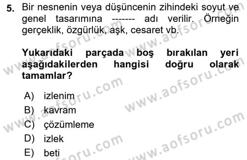 Eleştiri Kuramları Dersi 2024 - 2025 Yılı Yaz Okulu Sınav Soruları 5. Soru