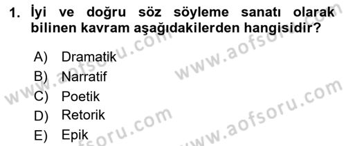Eleştiri Kuramları Dersi 2025 - 2026 Yılı (Vize) Ara Sınav Soruları 1. Soru