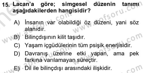 Eleştiri Kuramları Dersi 2025 - 2026 Yılı (Vize) Ara Sınav Soruları 15. Soru