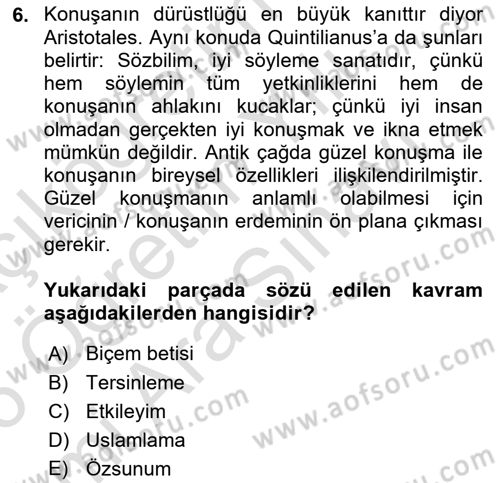 Eleştiri Kuramları Dersi 2025 - 2026 Yılı (Vize) Ara Sınav Soruları 6. Soru