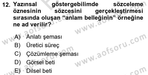 Eleştiri Kuramları Dersi 2025 - 2026 Yılı (Final) Dönem Sonu Sınav Soruları 12. Soru